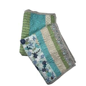 MARTHA STEWART Pillow Shams Standard Pair Cotton Patchwork Floral Reversible